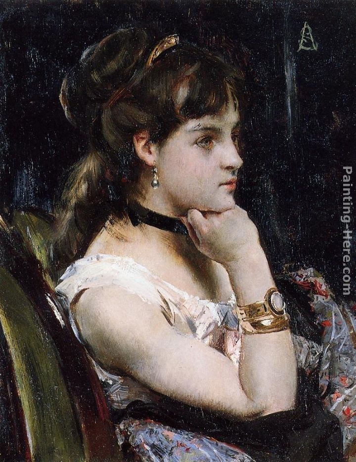 Alfred Stevens Woman Wearing a Bracelet